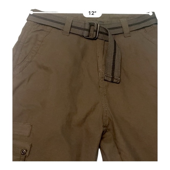 Swiss Cross cargo green olive Boys shorts 7 many pockets belt zip button - Picture 10 of 15